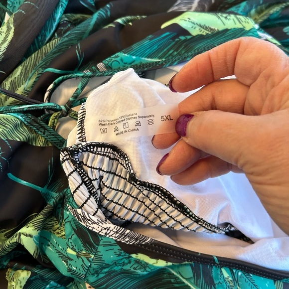 Shein Womens Swim Dress Size 5XL US 22 2 Piece Tropical Swim Dress w/bottom NWOT - Picture 3 of 6